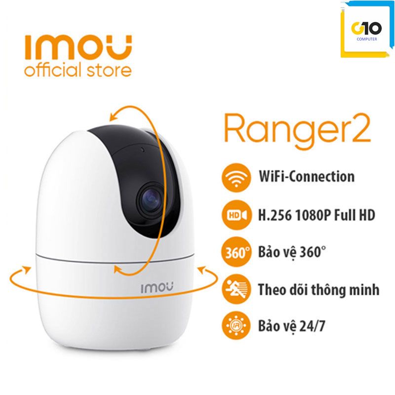 Camera  Wifi Trong Nhà IMOU Ranger 2 A22EP Xoay 360, Đàm Thoại 2 Chiều 2MP 1080P FullHD Chính Hãng Bảo Hành 24th