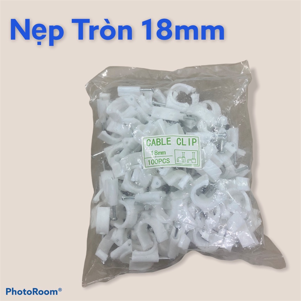 Nẹp tròn 18mm.Nẹp dây điện 1 gói gồm 100 cái