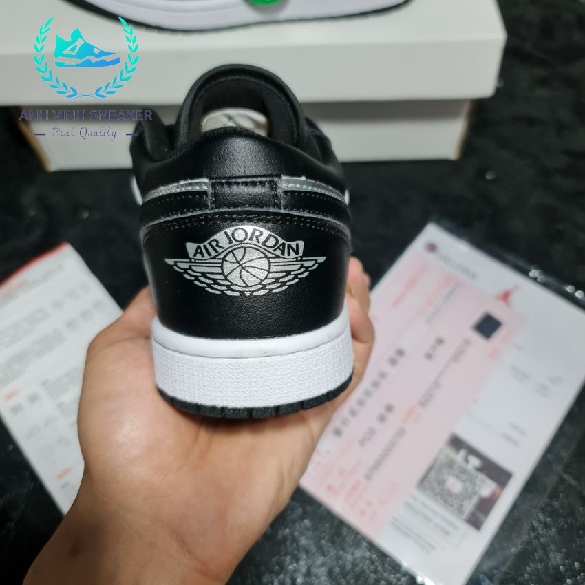 Giày thể thao sneaker nam nữ jordan 1 cổ thấp màu đen bạc