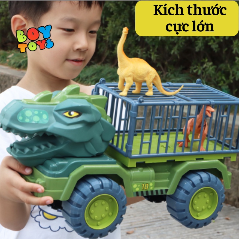 [SIZE LỚN]Đồ chơi mô hình xe khủng long chở thú chuyên dụng cỡ đại, có sẵn khủng long đi kèm cho bé