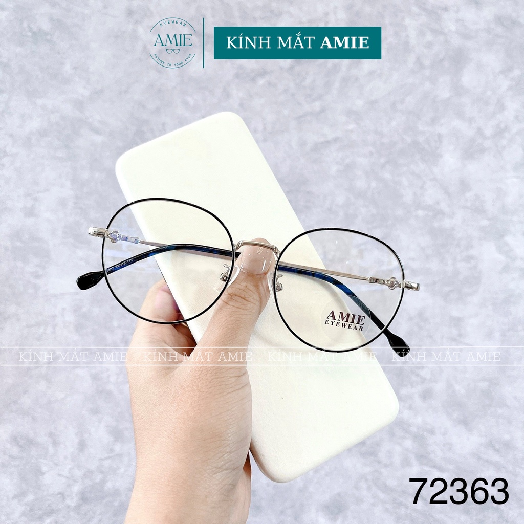 Kính mắt tròn nữ AMIE Eyewear gọng kính cận kim loại phụ kiện thời trang trẻ trung màu sắc cao cấp 72363