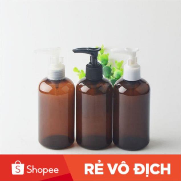 Chai nâu đất lùn vòi van 220ml - chai nhựa pet - chai lọ mỹ phẩm [giá sỉ tận gốc]