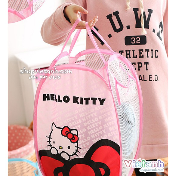 Giỏ đựng đựng quần áo, giỏ đựng đồ tiện dụng gấp gọn Hello Kitty