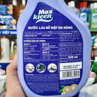 Nước lau bề mặt đa năng Maxkleen 520ml