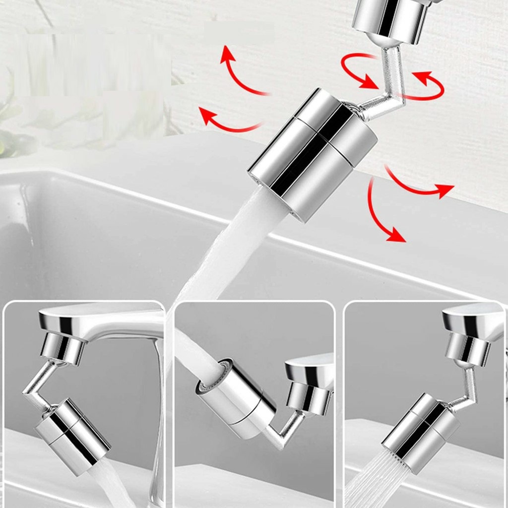 Đầu Nối Vòi Nước Thông Minh Xoay 720 Độ Lắp Chậu Rửa Bát Chén Lavabo Chất Liệu INOX - OENON