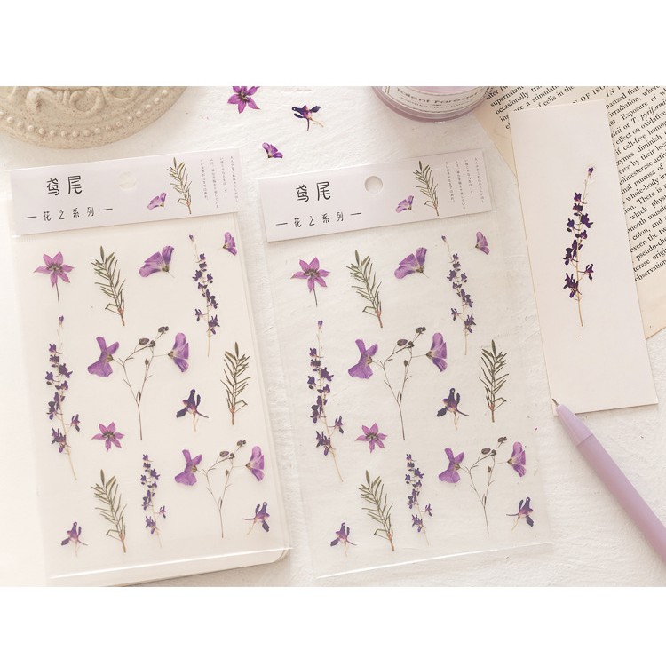 Sticker Nhãn Dán Hoa Lá Mùa Xuần Nền Trong trang trí planner scrapbook