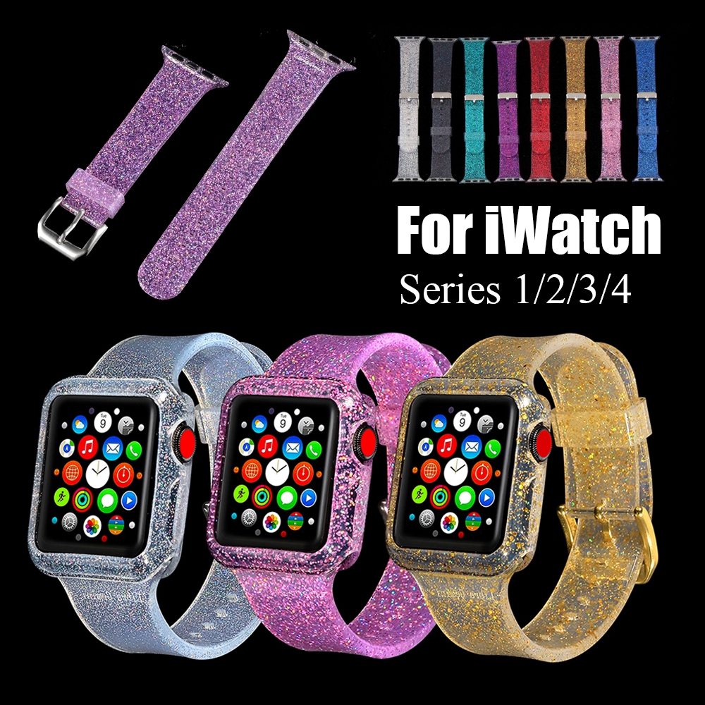 CHINK Silicone Glitter Bling Strap Watch Band for Apple Watch iWatch Series 1/2/3/4