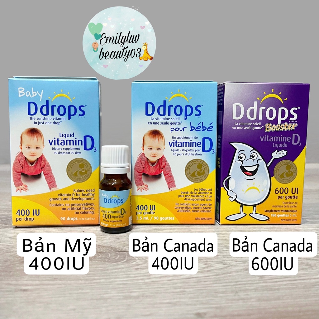 Vitamin D3 Baby Ddrops Mỹ cho bé 0-12 tuổi DATE XA