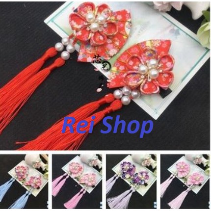 Kẹp quạt có đính hoa Sakura - Phụ kiện Kẹp Kanzashi mặc Yukata