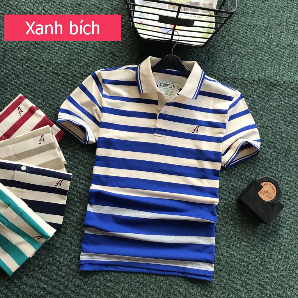 Áo thun có cổ kẻ sọc cotton cao cấp KENSTORE89 ATP024