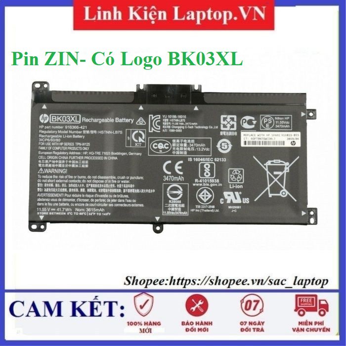 Pin Laptop HP Pavilion x360 14-ba062tu 14m-ba000 14m-ba013dx 14m-ba015dx 14m BK03XL - PIN ZIN