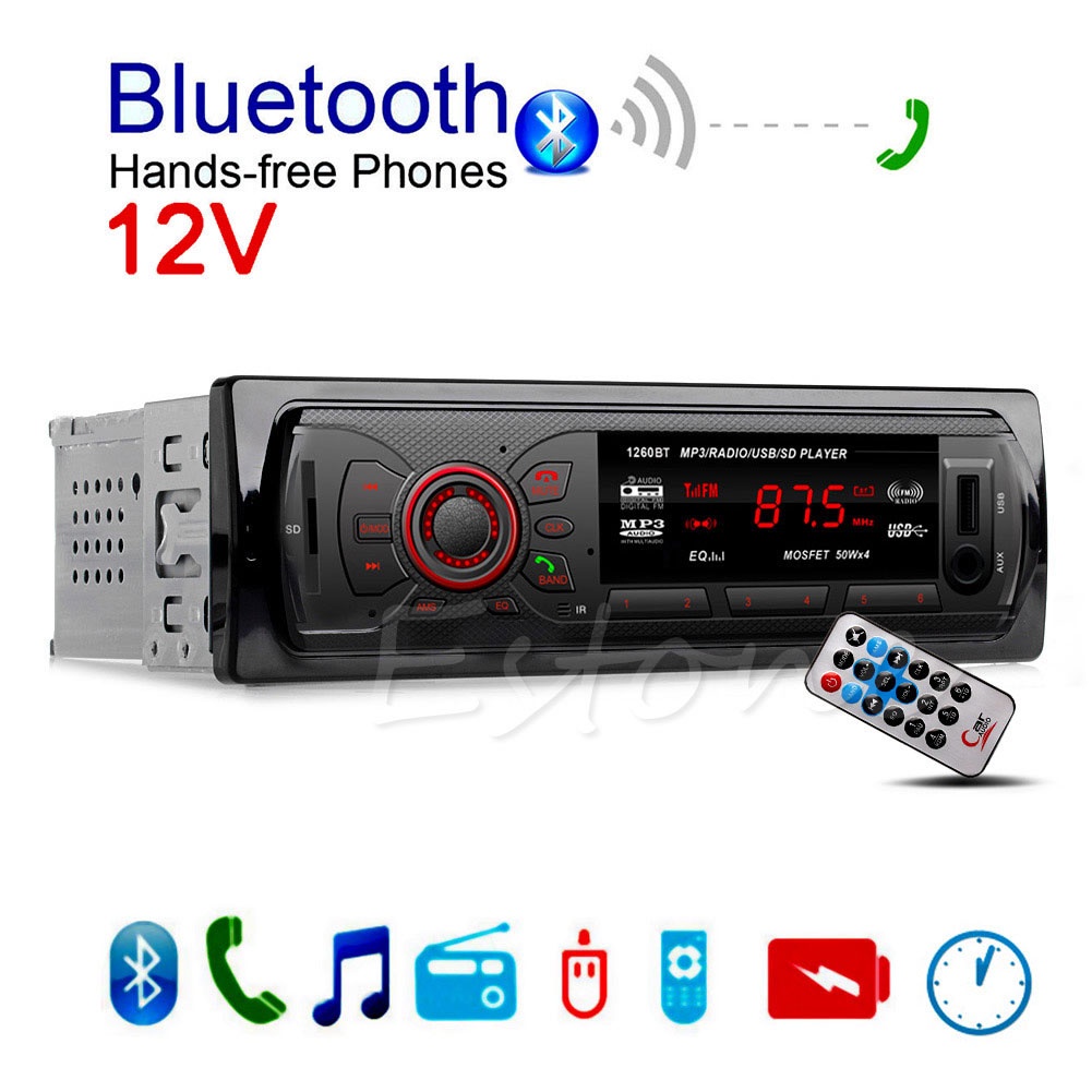 Máy nghe nhạc MP3 / FM / SD / AUX gọi điện rảnh tay kết nối Bluetooth dành cho xe hơi