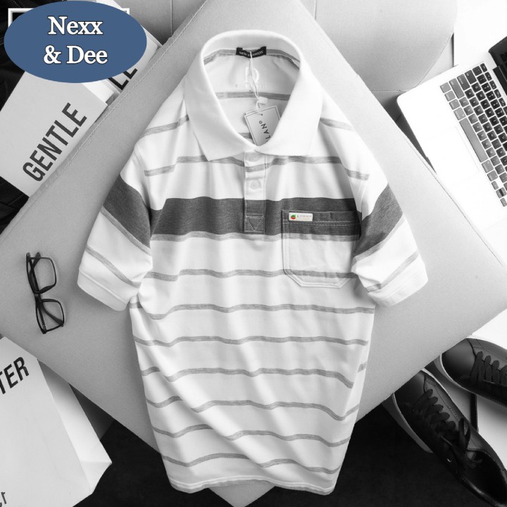 Áo thun polo nam trung niên Nexx &amp; Dee sọc ngang thể thao có cổ bẻ trung niên chất liệu cá sấu thoáng mát cao cấp NS029