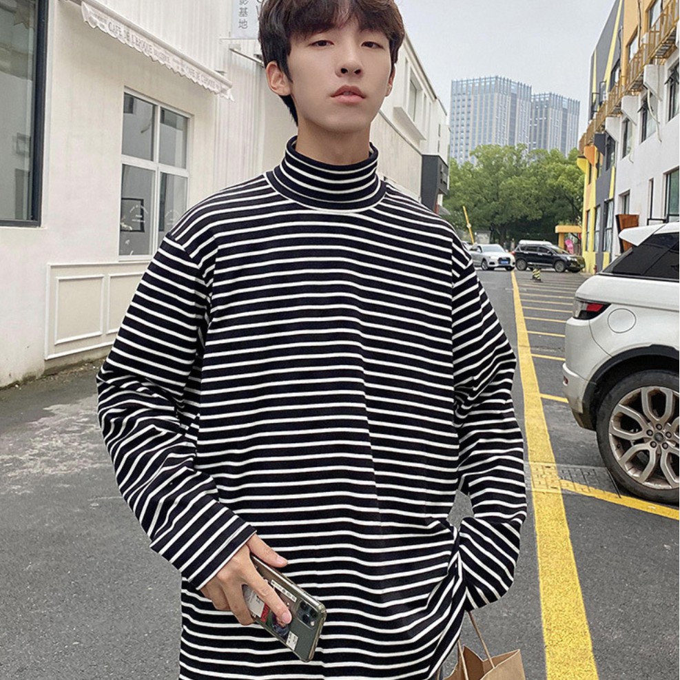 [Mua 1 Tặng 1] Áo Thun Dài Tay Kẻ Ngang Đen Trắng Với Áo Khoác Bò Phong Cách Hàn Quốc Hot Trend 2020, Tặng 1 Đôi Tất | BigBuy360 - bigbuy360.vn