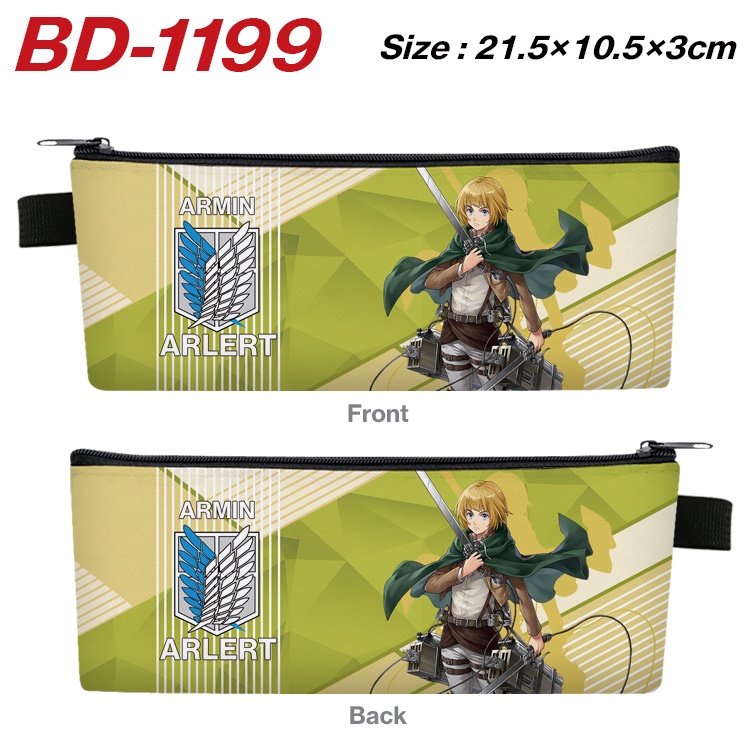 Túi Đựng Bút Mini Bằng Da PU Họa Tiết Attack on Titan Mikasa Ackerman Eren Jaeger Cho Học Sinh