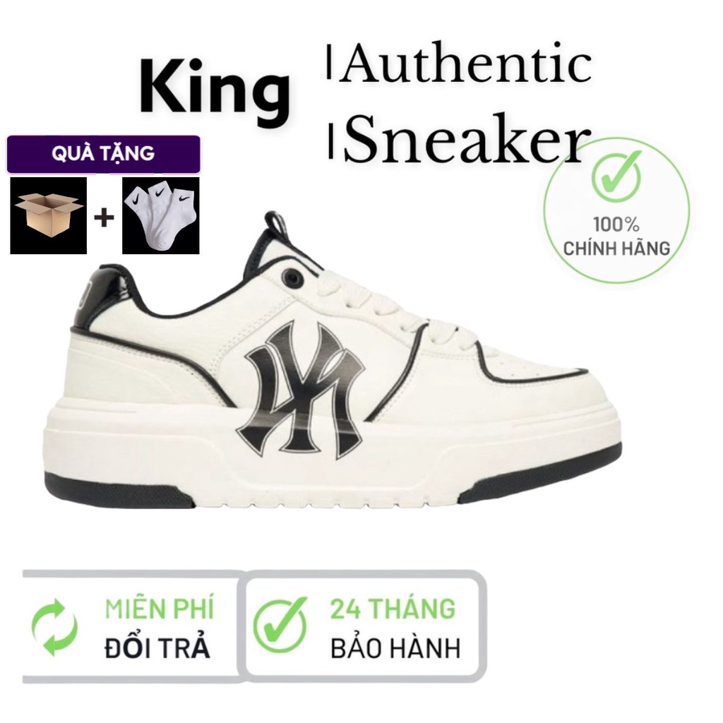 Giày Thể Thao MLB Chunky Liner New York Yankees ‘Off White’, Giày Sneaker MLB Nam Nữ Thể Thao Đen Trắng Cao Cấp bản mới