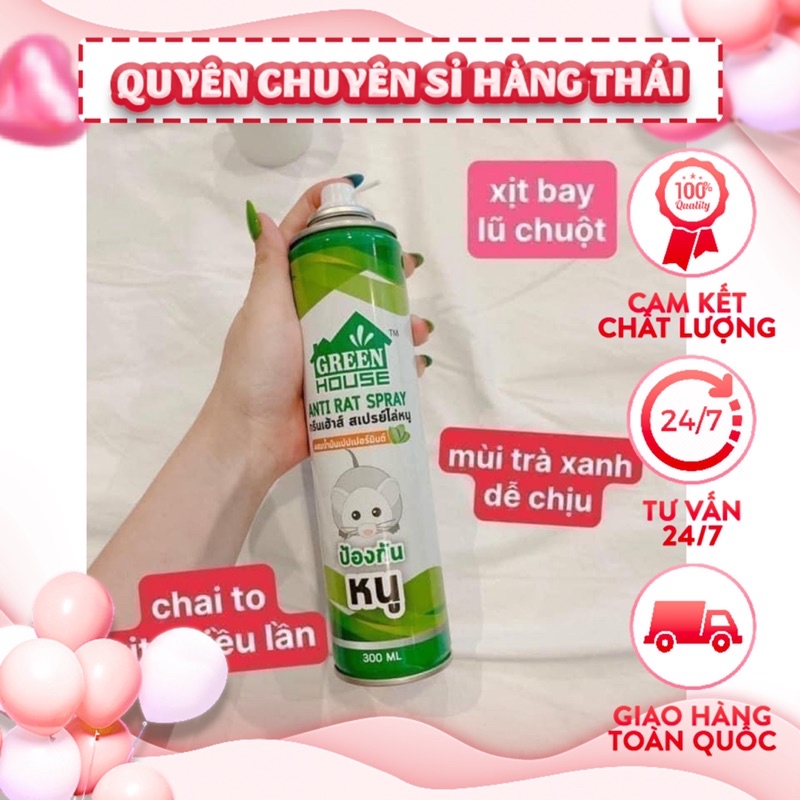 Chai xịt đuổi chuột hương trà xanh 300ml thái lan
