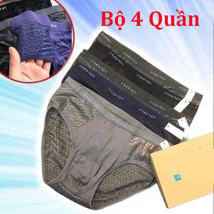 (GIÁ TỐT NHẤT) Combo 4 Quần sịp chéo chất thông hơi Nhật