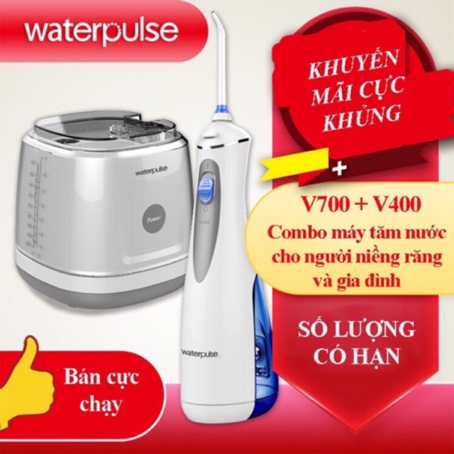 [Mã 154FMCGSALE giảm 8% đơn 500K] [COMBO] Máy tăm nước Waterpulse V700 +V400 gia đình và du lịch