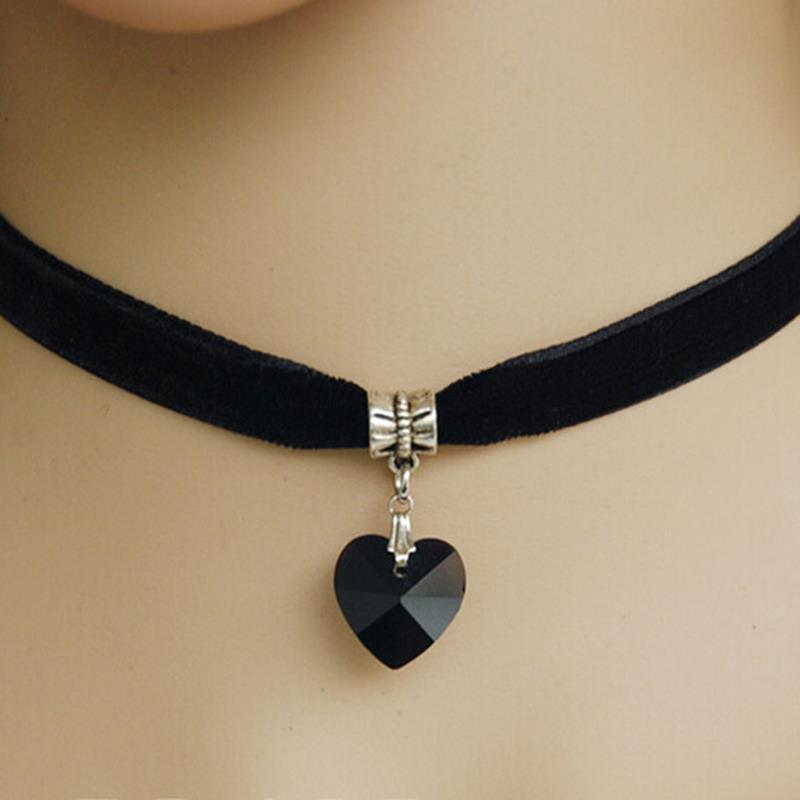 HANDMADE 1 Vòng Cổ Choker Dây Nhung Mặt Trái Tim Phong Cách Retro 80 90s