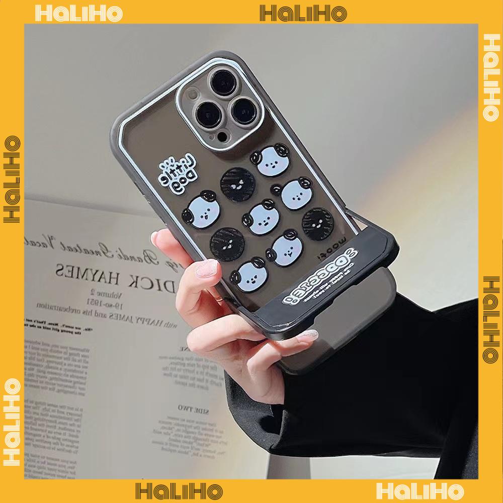 iPhone Case Silicone Soft Case Clear Case Folding Stand Shockproof Protection Camera Black Cute Cartoon Compatible For iPhone 11 iPhone 13 Pro Max iPhone 12 Pro Max iPhone 7Plus xr