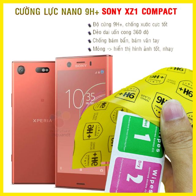 Dán cường lực dẻo nano mặt trước, mặt sau Sony XZ1 Compact