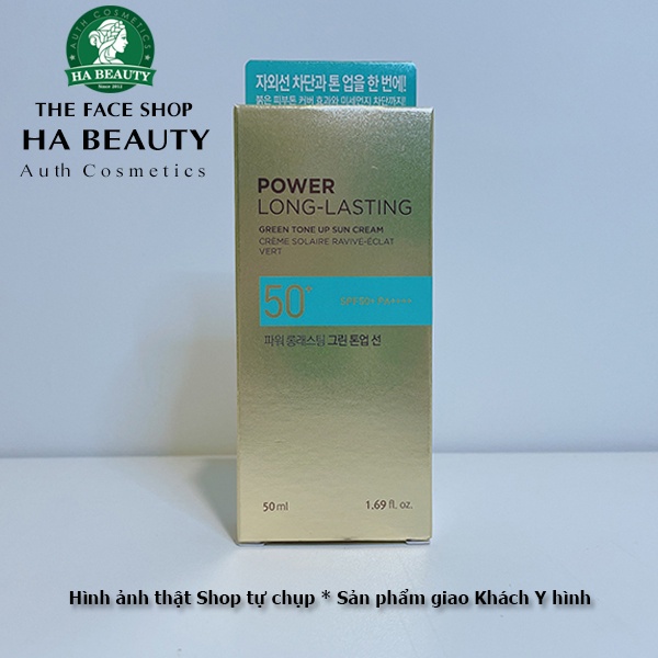 Kem chống nắng nâng tone cho da nhạy cảm The Face Shop Power Long Lasting Green Tone Up Sun Cream SPF50+PA+++ 50ml