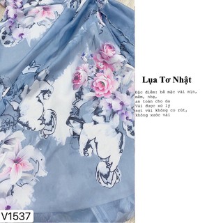 Váy lụa tơ rút eo, váy lụa tơ cổ vuông thanh lịch - V1537