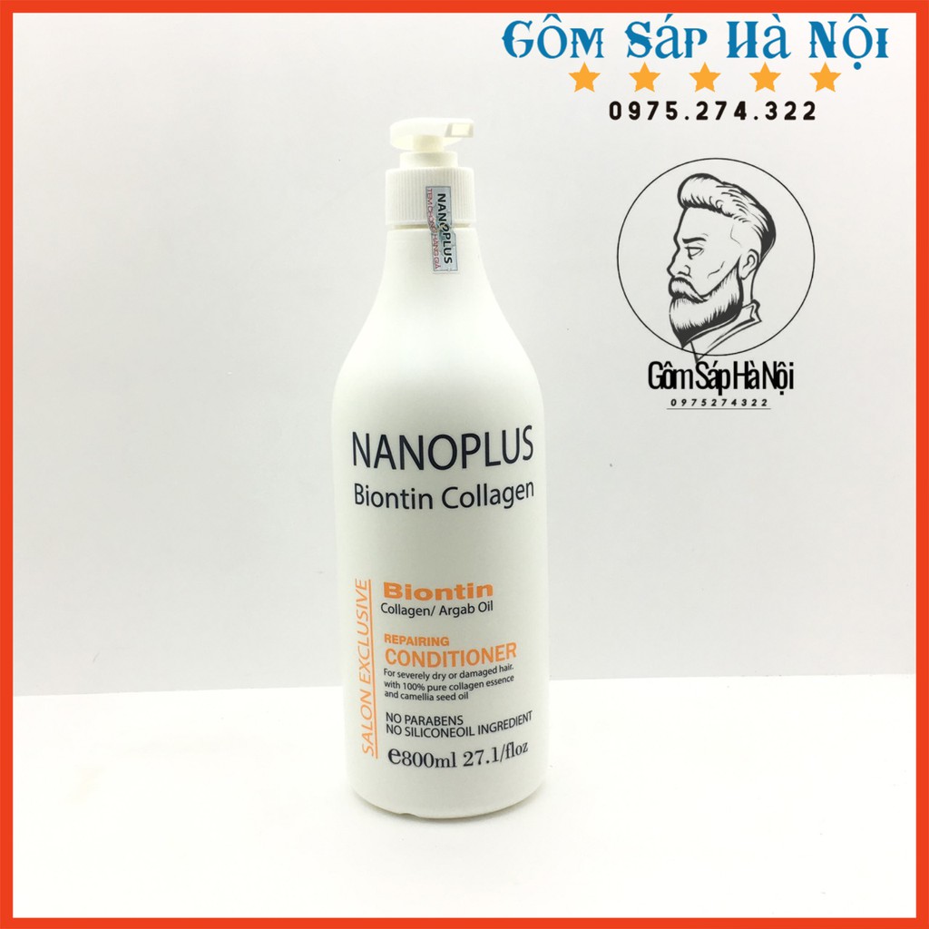 Cặp Dầu Gội + Xả Nano-Plus Biotin Collangen  800ml