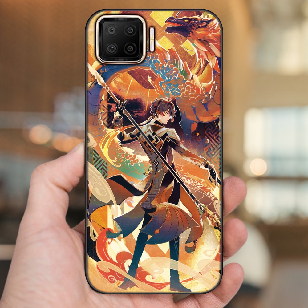 Ốp lưng Oppo A73, A93 4G viền đen in hình Zhongli Genshin Impact