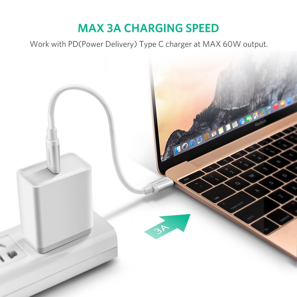 [Mã ELFLASH5 giảm 20K đơn 50K] Cáp USB Type C to USB Type C kết nối sạc, truyền dữ liệu Ugreen 60519 dài 2m chính hãng