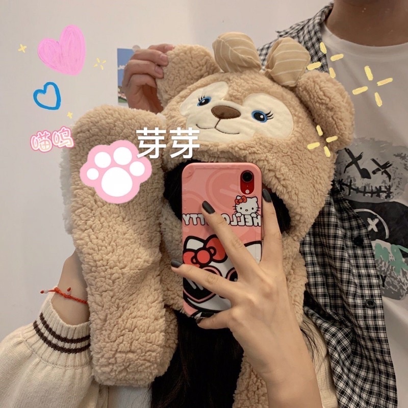 Mũ len Kuromi Sanrio kèm khăn choàng cổ và găng tay giữ ấm 3in1 Footmade