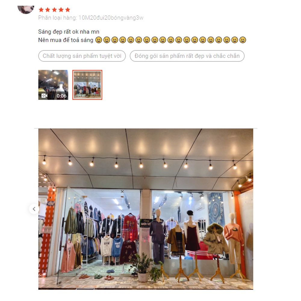 Dây đèn trang trí ngoài trời dùng cho quán cà phê, trà chanh, trà sữa... 10m 20 bóng, 5m 10 bóng loại 1