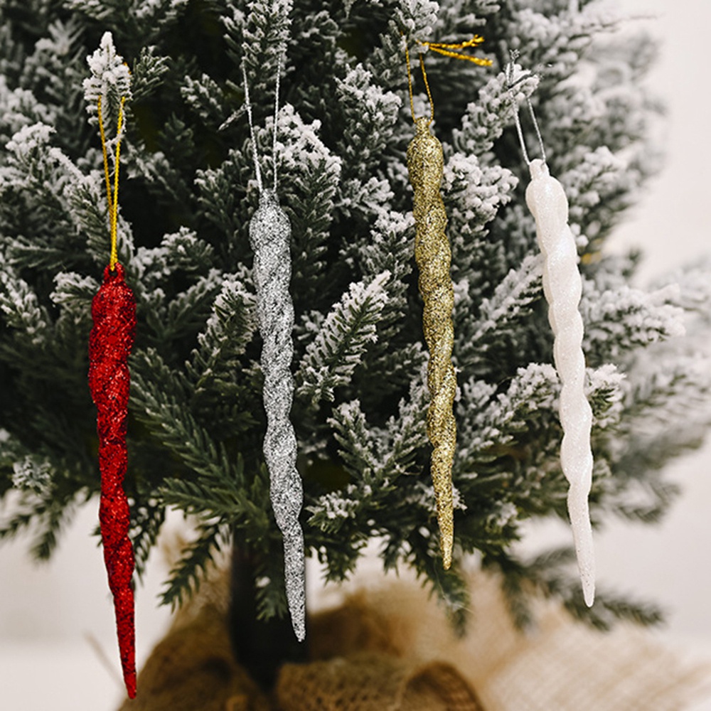 Set 10/12 mô hình băng tuyết trắng trong suốt 13cm treo trang trí cây thông giáng sinh