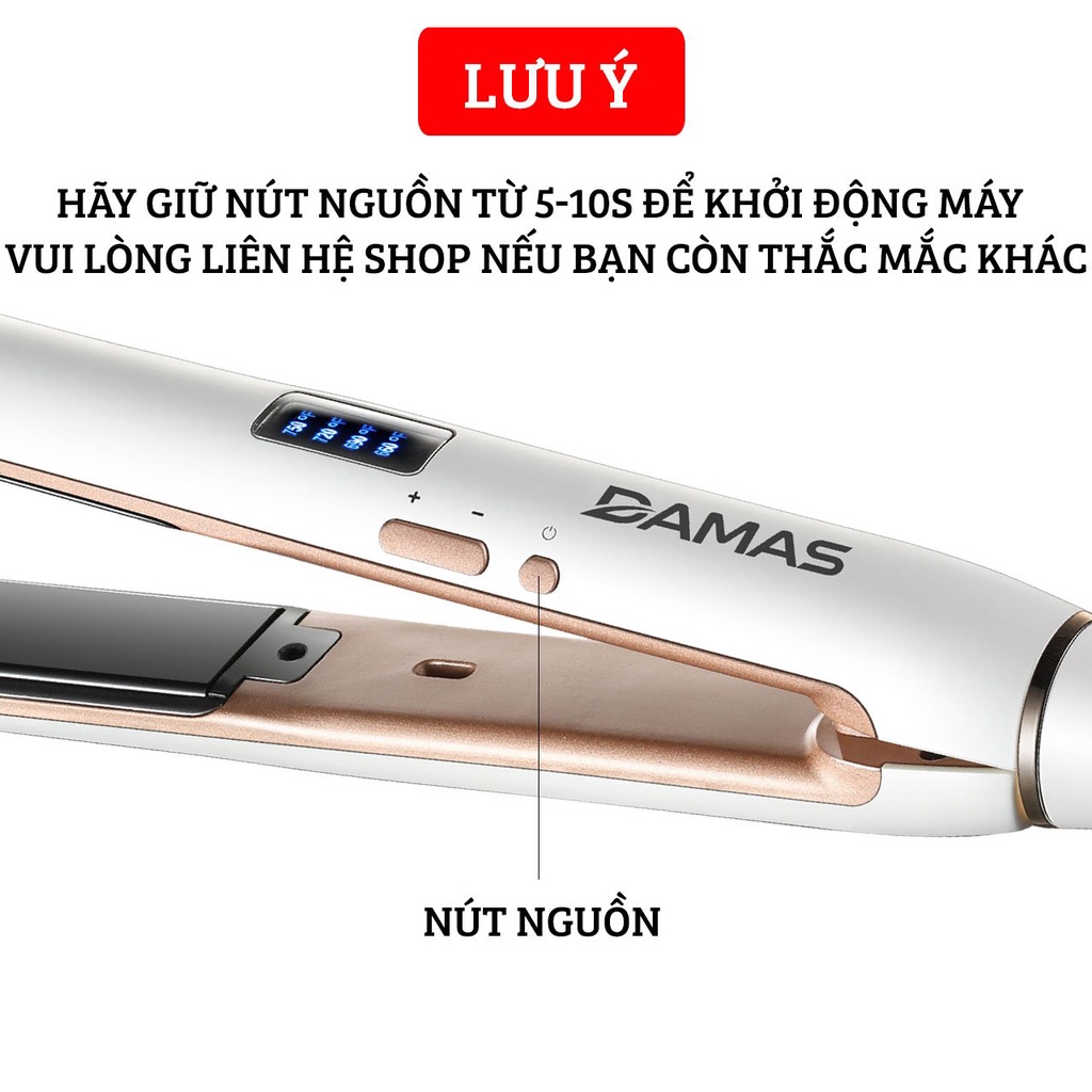 Máy Uốn Tóc, Máy Ép Và Duỗi Tóc Đa Năng Damas DH6120 - Thanh gốm là tóc nhanh, giúp kẹp thẳng tóc tránh hư tổn