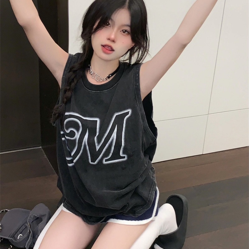 Áo Thun Sát Nách Dáng Rộng Kiểu Hip-Hop Cá Tính