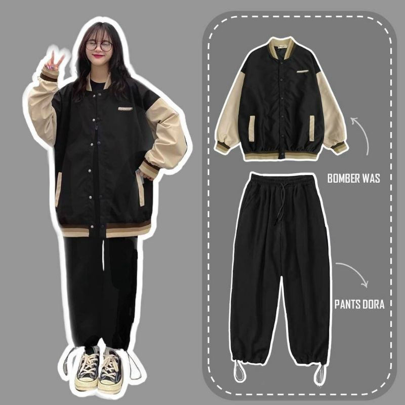 Áo Khoác Dù BOMBER WAS Form Rộng Tay Dài Ulzzang Unisex