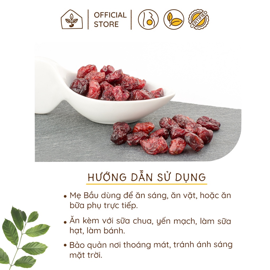 Nam việt quất sấy dẻo, không đường, không tẩm ướp túi 250gr | Nhà Đậu | 201