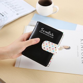 [Xả Kho] Ví Ngắn Nữ Sam Sam Màu Đen Somilon Style Hàn Quốc Da Trơn Chất Xịn !