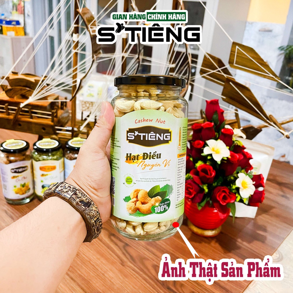 500Gr Hạt Điều Sấy Chín Nguyên Vị STIENG Bình Phước Sạch Vỏ Lụa Không Muối Nguyên Hạt Hủ Thủy Tinh