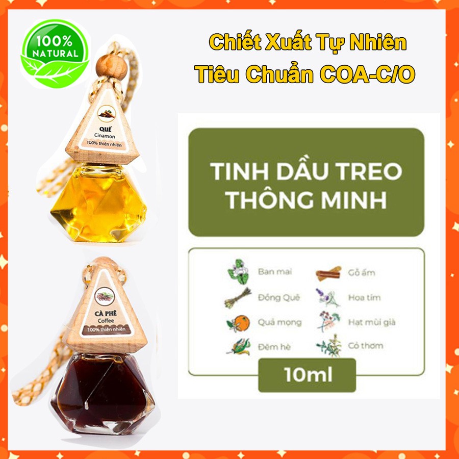 Tinh Dầu Treo Xe Ô Tô Hương Thơm Hoa Nhài - Khử Mùi Xả Stress nhiều mùi hương 10ml