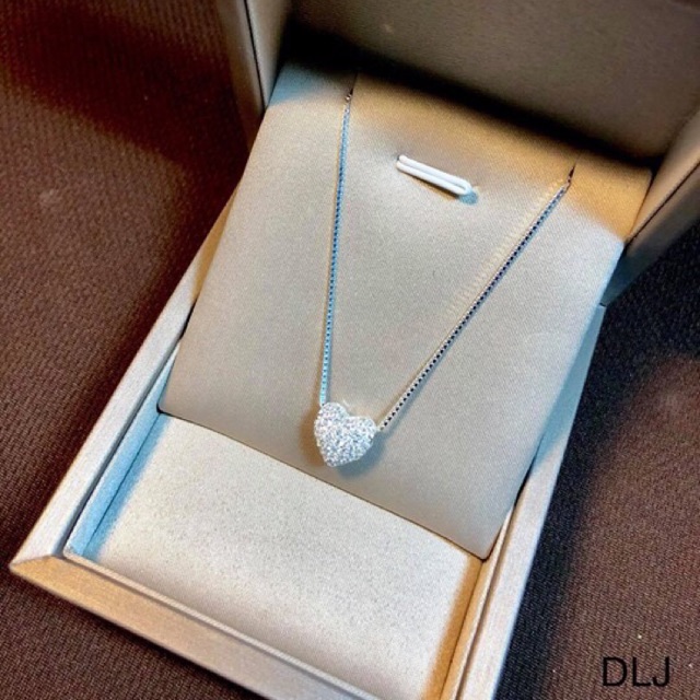 Dây chuyền tim đá phay sáng đẹp bao sáng-THJ SILVER