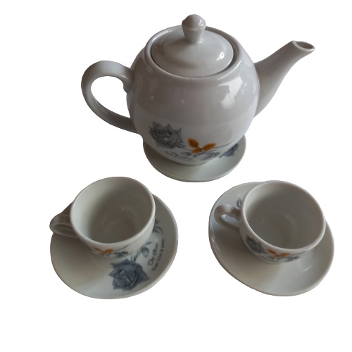 Set 1 Bộ ấm trà hoa hồng đen 6 món phòng khách sạn dung tích 500ml