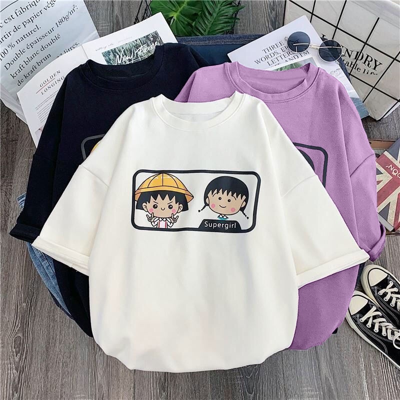 Áo Thun Cotton Tay Ngắn Dáng Rộng Phong Cách Hàn Quốc Thời Trang Mùa Hè Mới Cho Nữ