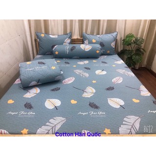 Drap cotton hàn quốc( bộ 4 món, 1 drap, 2 áo nằm, 1 áo ôm)