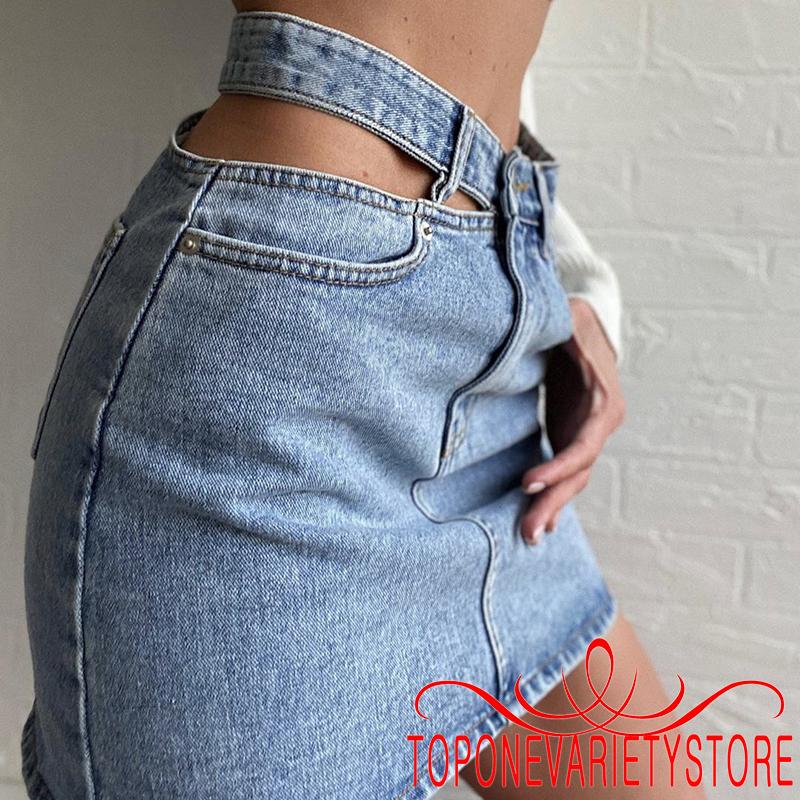 Chân Váy Denim Chữ A Lưng Cao Thời Trang Nữ Tính | BigBuy360 - bigbuy360.vn