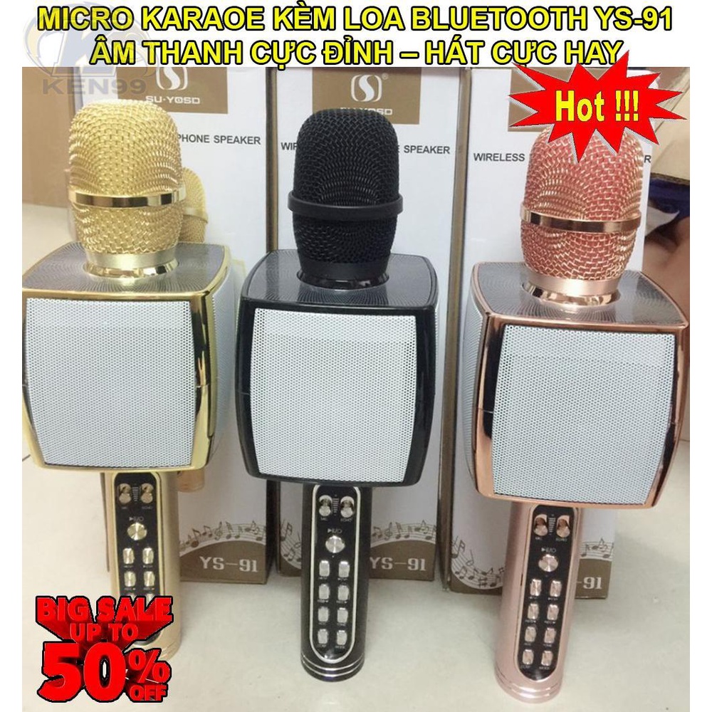 Loa Karaoke Mic Karaoke Hat Karaoke Tren Dien Thoai Mic Kèm Loa Blutooth YS 91 Cao Cấp,bảo hành 1 đổi 1