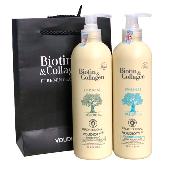 Bộ dầu Gội Xả Biotin Collagen Trắng Xanh Vàng Giúp Phục Hồi Chống Rụng tóc 500ml - 1000ml