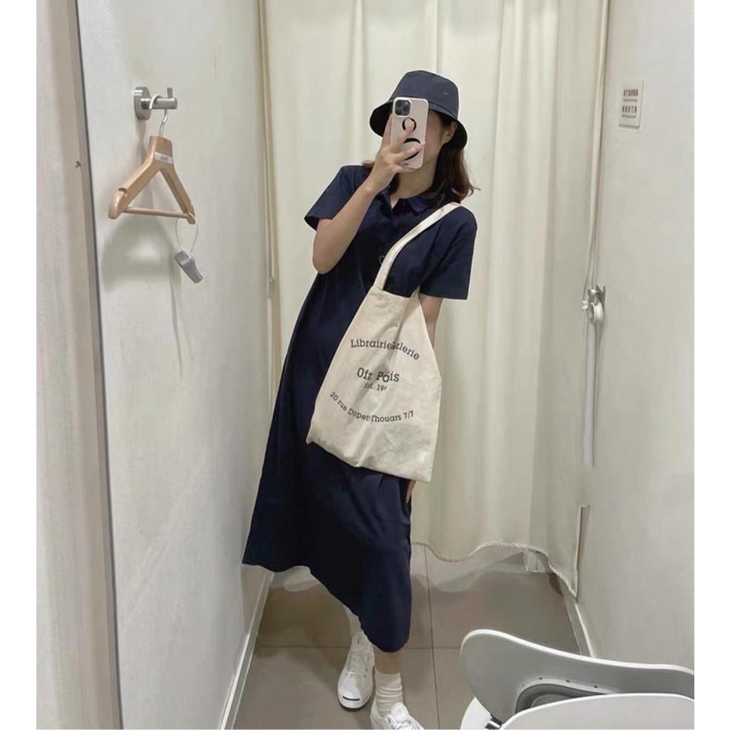 Váy polo nữ cá sấu dáng suông dài xanh than chất dày đẹp hàng L1 xuất dư | BigBuy360 - bigbuy360.vn