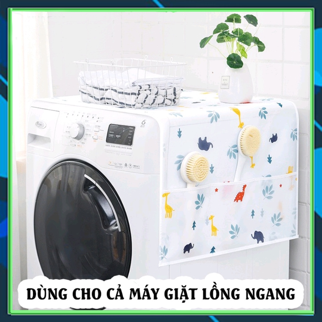 Tấm che phủ nóc tủ lạnh máy giặt có túi đựng đồ bằng vải chống bụi,khăn trải tủ lạnh không thấm nước dày dặn dễ lau chùi